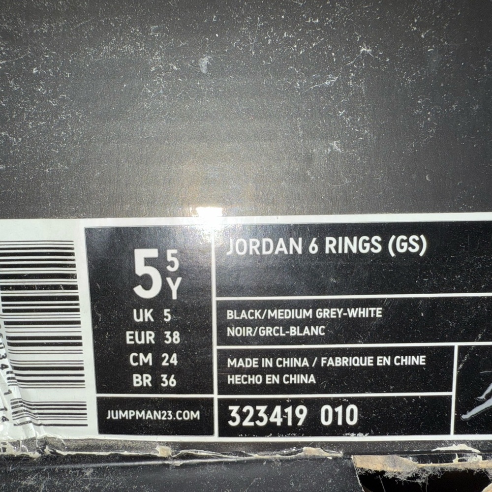 Jordan 6 Rings (GS) Black/Medium Grey-White